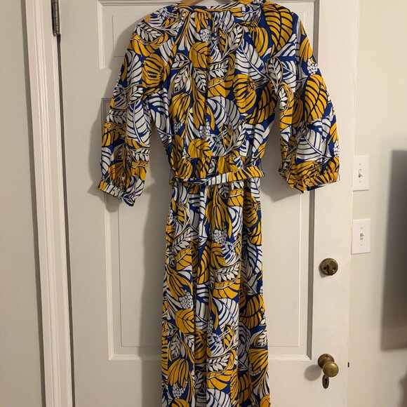 Talbots Size 4 Blue and Yellow Tropical Printed Cotton Dress - Picture 4 of 4